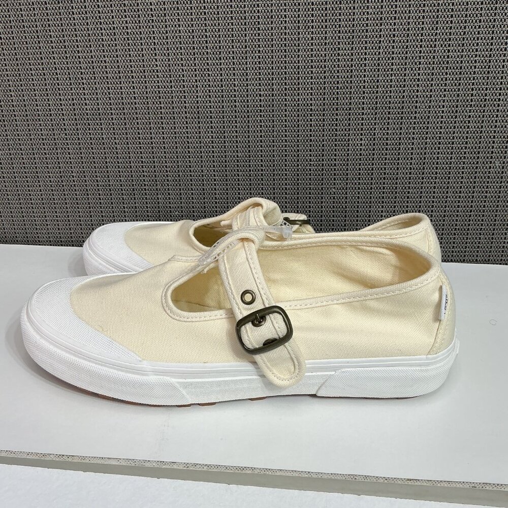 Vans Womens Mary Jane Canvas Slip-On Sneakers Size 8.5 Ivory